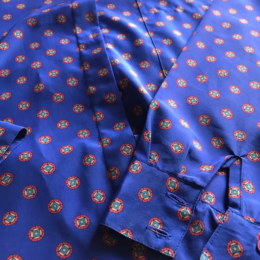 Cobalt Blue David Matthews Vintage Blouse - Picture 4 of 5